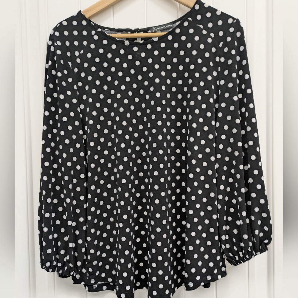 Adrianna Papell Polka Dot Blouse NWOT
